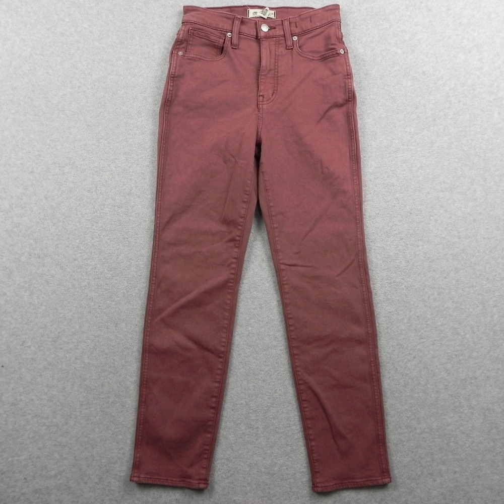Madewell‎ Jeans Womens 25 Stovepipe Slim Straight Stretch Flex Denim Maroon Red